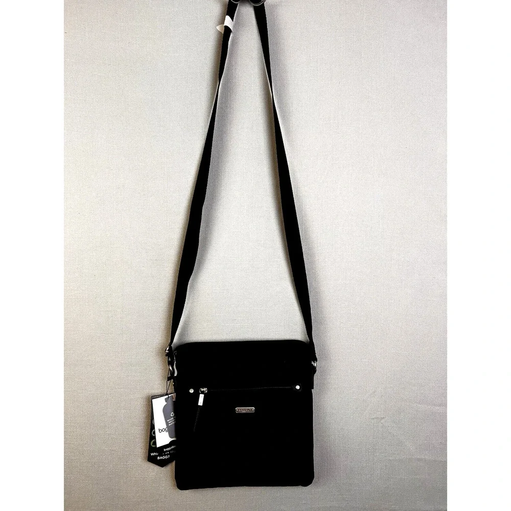 baggallini Crossbody Bag Black RFID Protection Organization Antibacterial Pocket